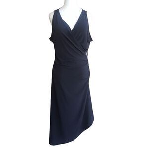 MICHAEL KORS Black Ruched Wrap Dress - Size Large‎